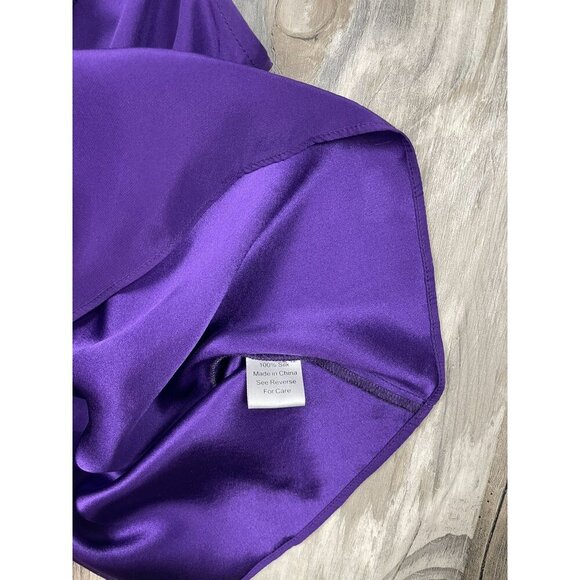 Parker Sleeveless Silk Blouse Small Purple Ruffle Key Hole Tank Top Shirt - Picture 5 of 7